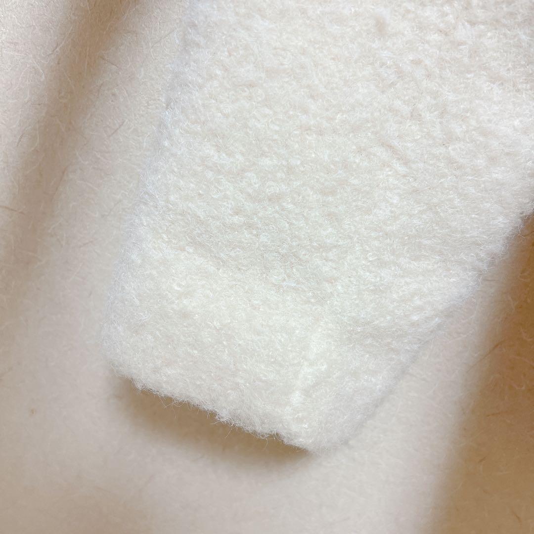 美品　ZARA ザラ　ブークレダブルブレストミディ丈コート　S ホワイト　白