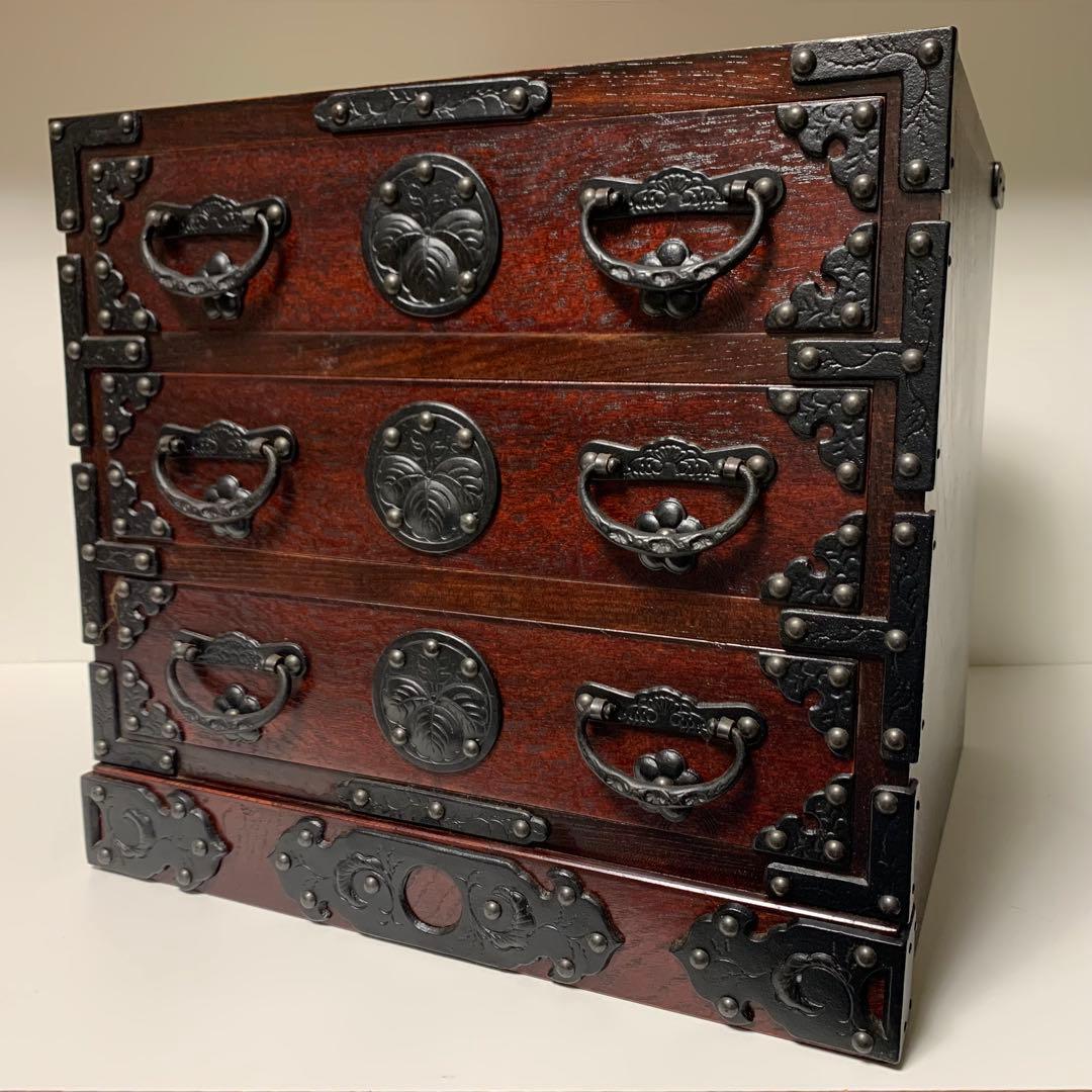 岩谷堂箪笥 三段整理箱 桜木家具製 小引き出し 収納 漆 南部鉄器 伝統工芸品