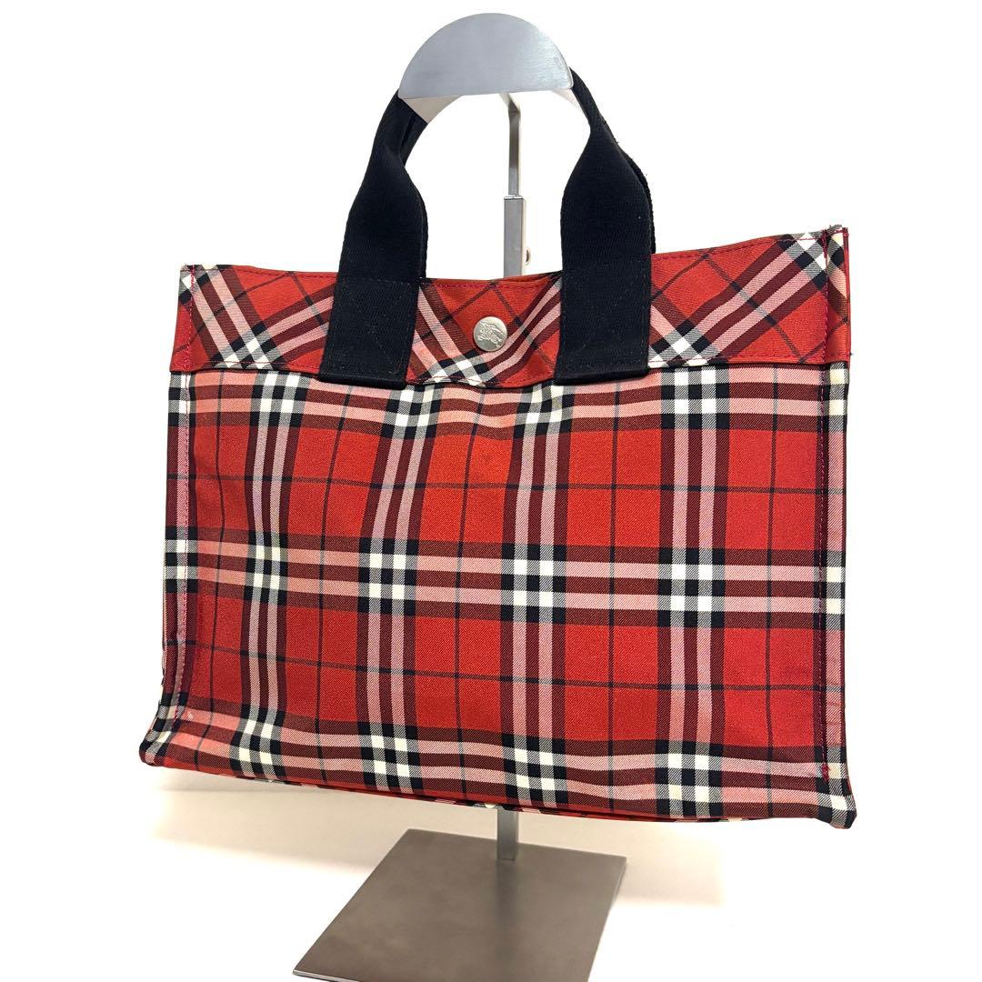 値下げ　バーバリーブルーレーベル　チェック　赤