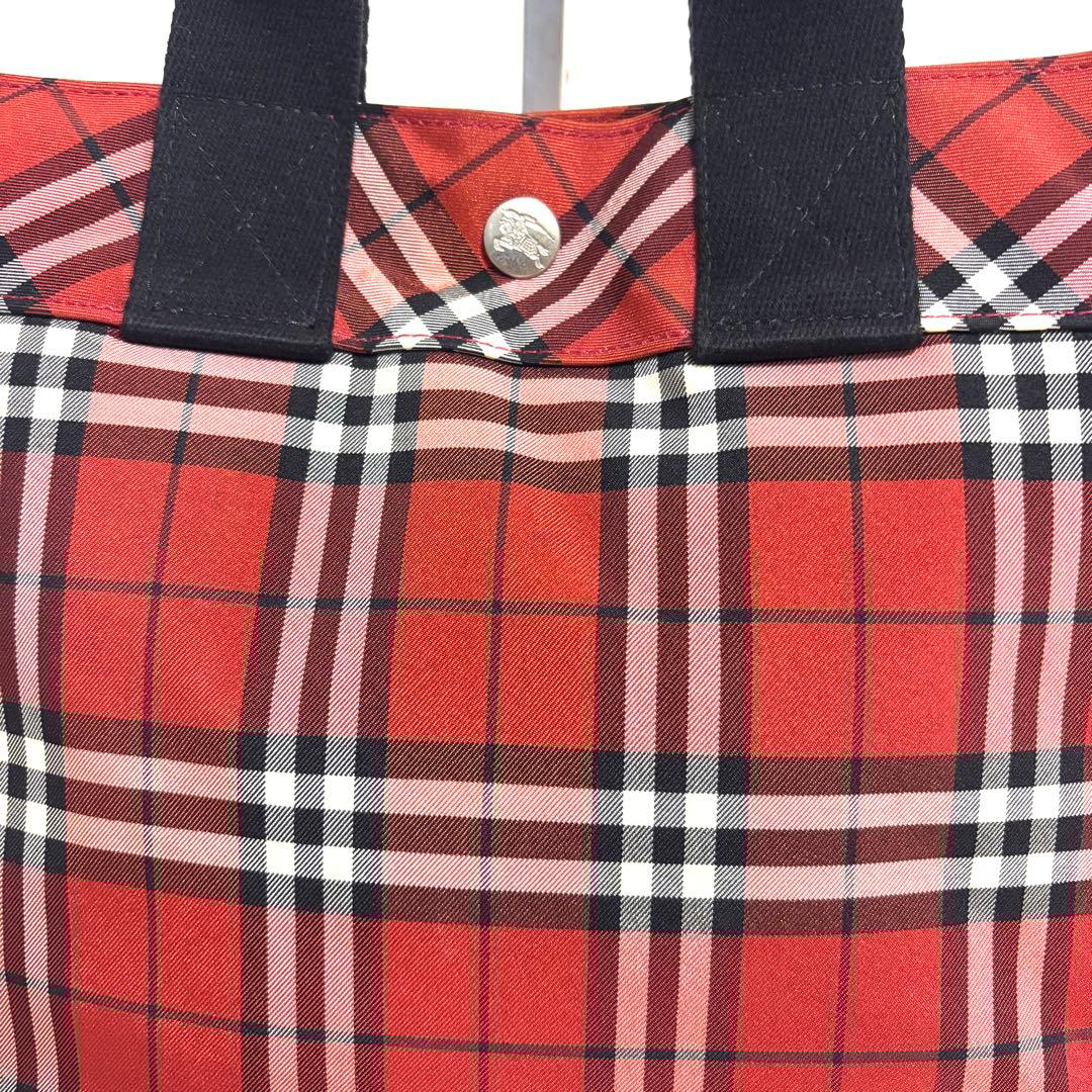 値下げ　バーバリーブルーレーベル　チェック　赤