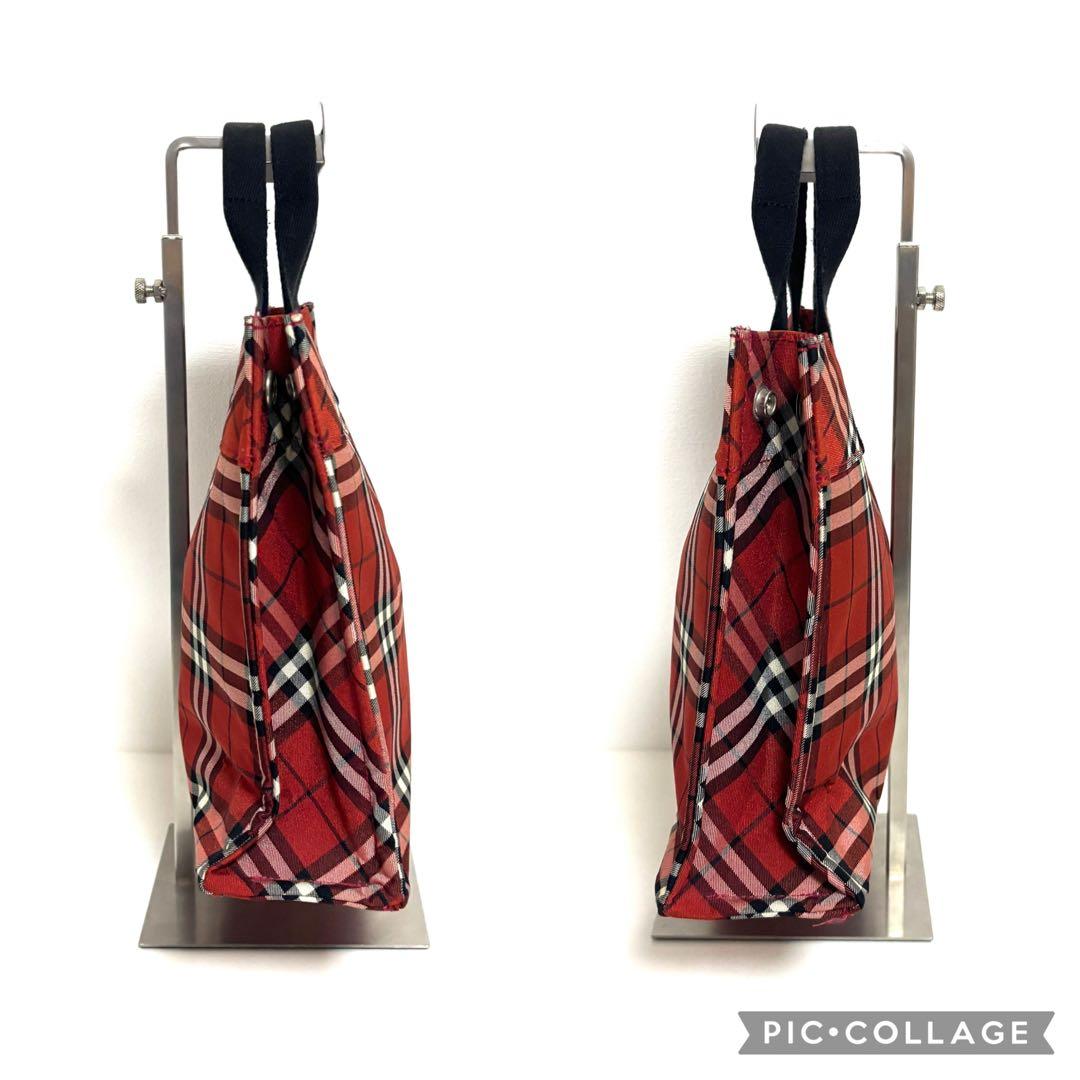 値下げ　バーバリーブルーレーベル　チェック　赤