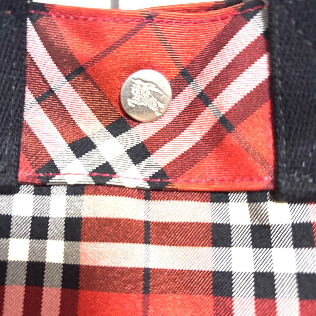 値下げ　バーバリーブルーレーベル　チェック　赤