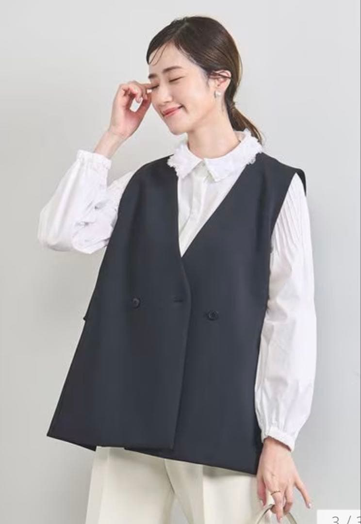 UNITED ARROWS SPONGY ミドル ベスト38 ネイビー