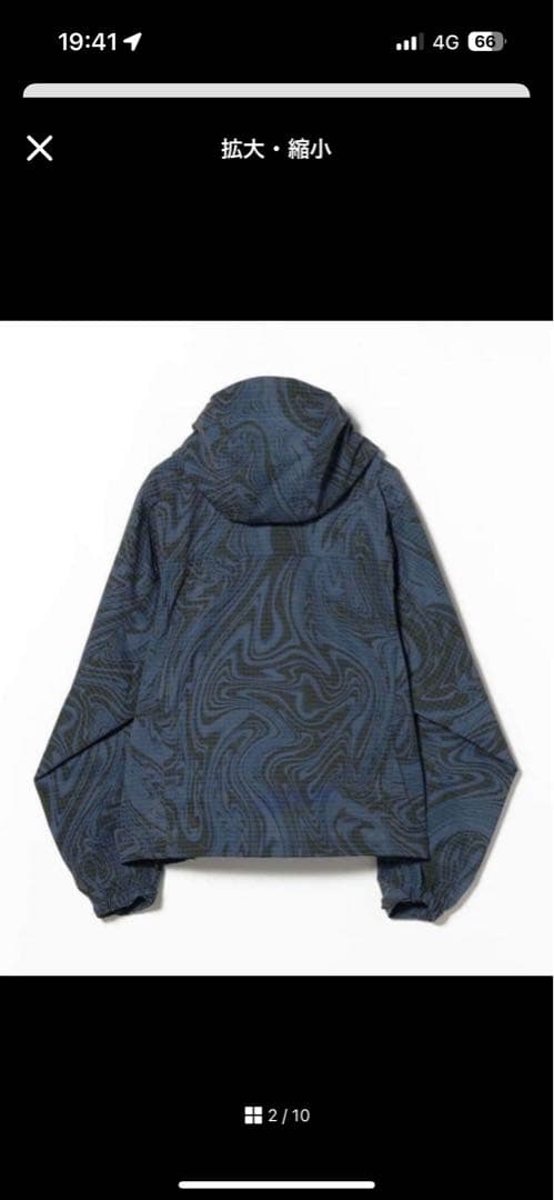 BEAMS プリント ジップアップ フーディ