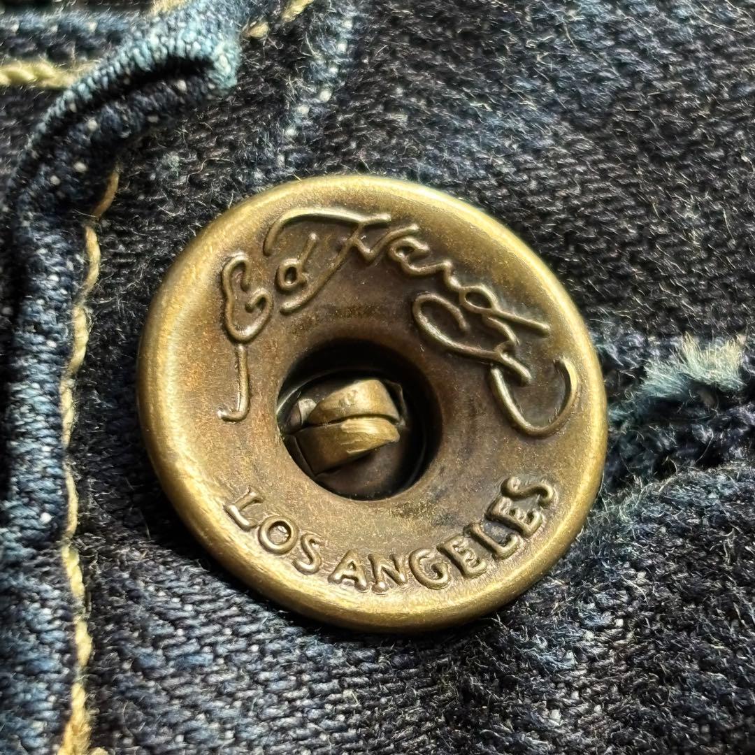 Ed Hardy タイガー刺繍 ウォッシュ加工 デニムパンツ 32×34 美品