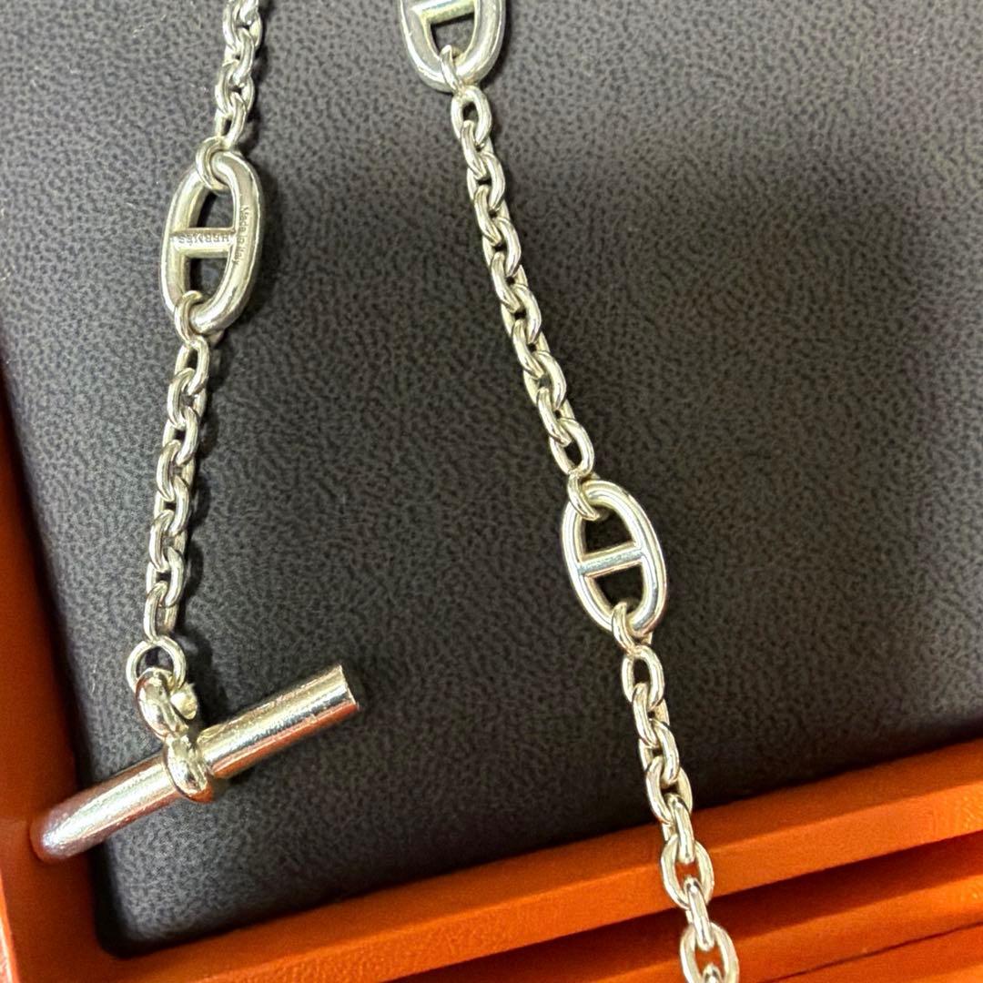 HERMES シルバー ロングネックレス　シェーヌダンクル80センチ