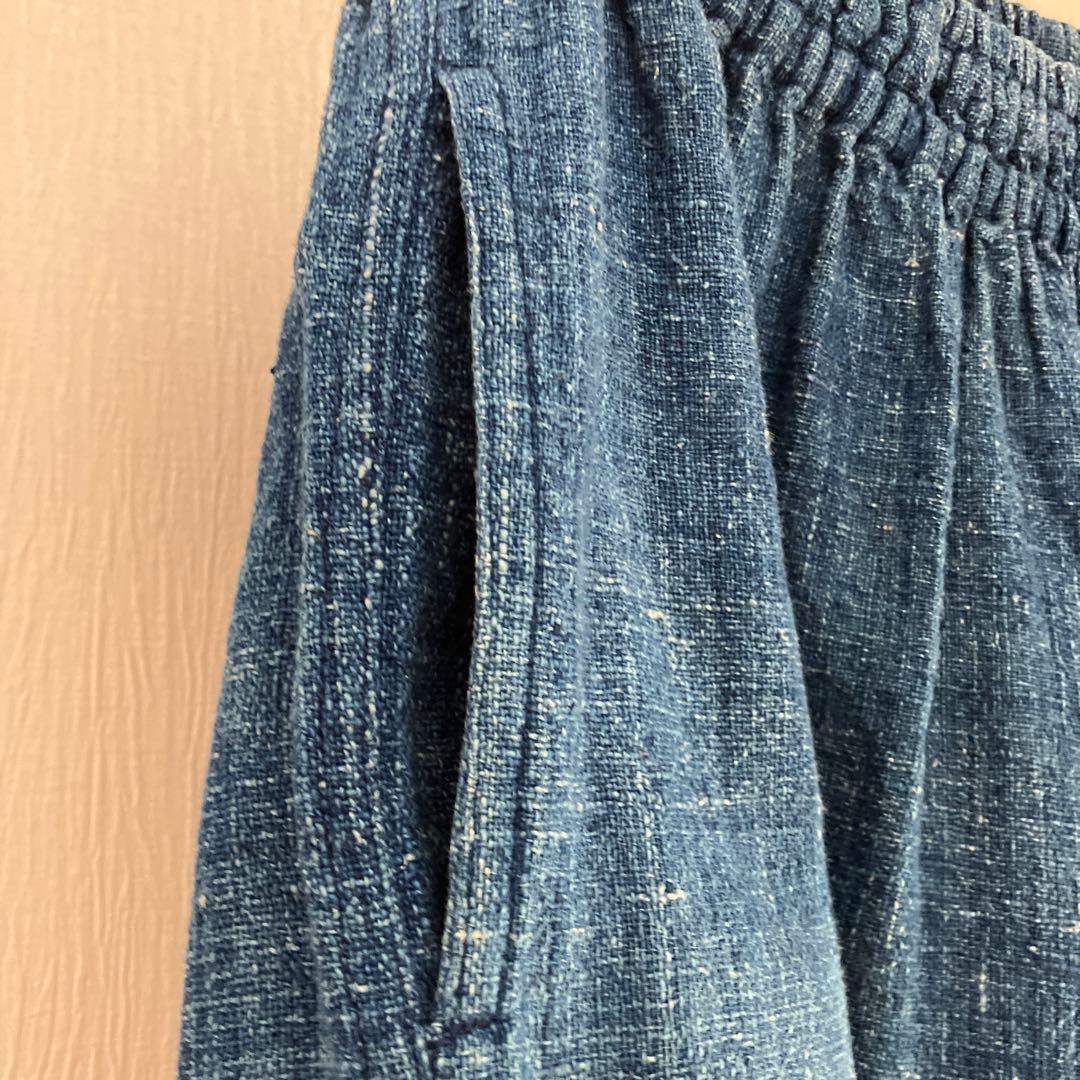 うさと　綿　藍染　ガウチョパンツ