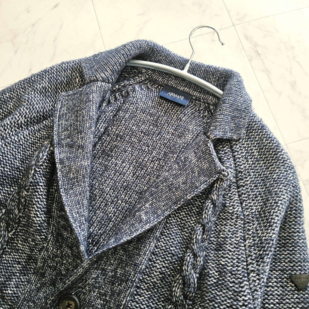 ARMANI JEANS ケーブル編み ワッフル ニット テーラードジャケット