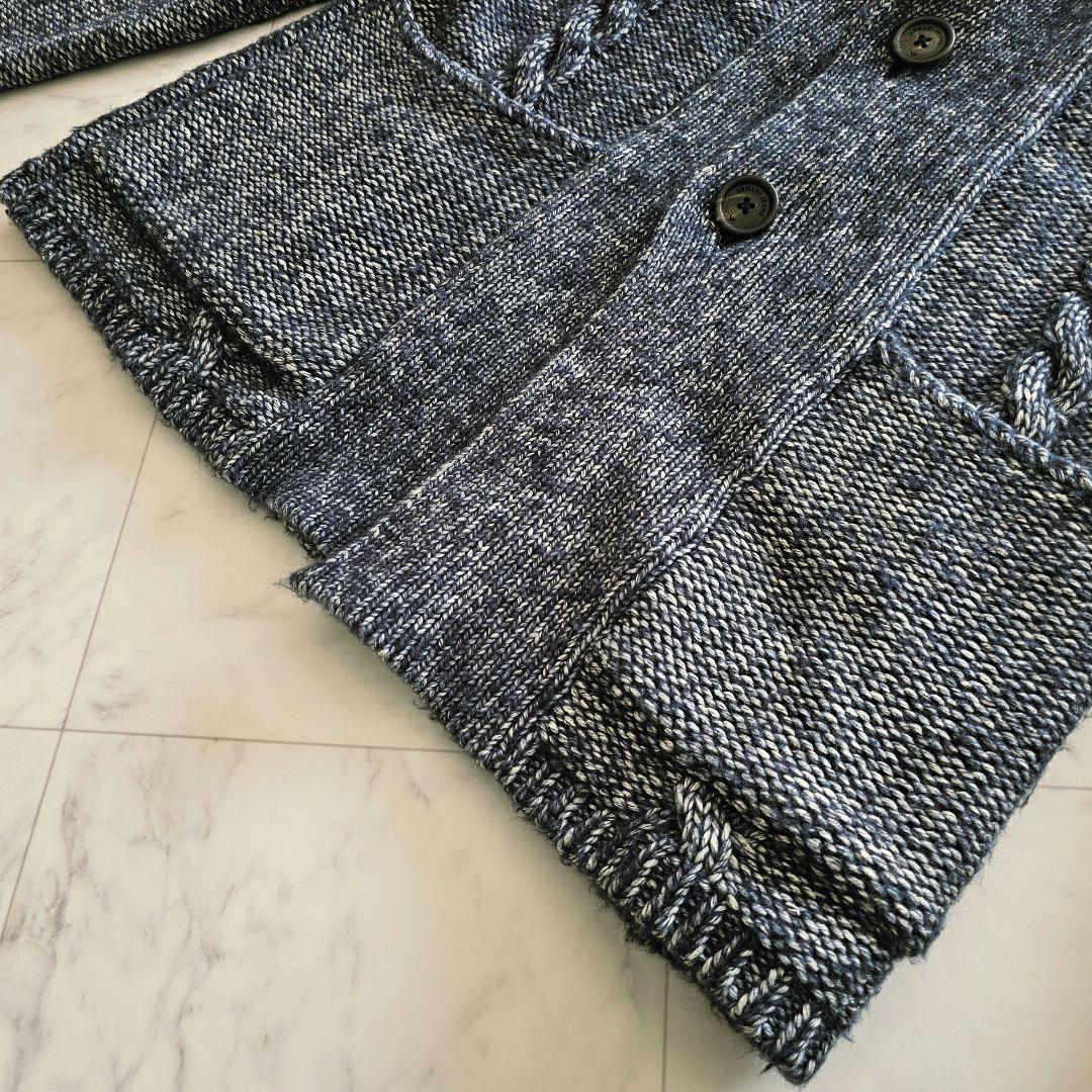 ARMANI JEANS ケーブル編み ワッフル ニット テーラードジャケット
