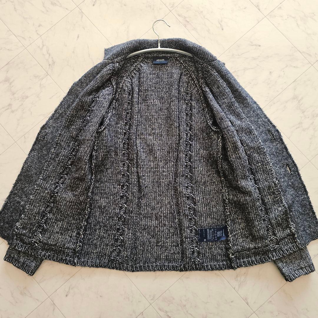 ARMANI JEANS ケーブル編み ワッフル ニット テーラードジャケット