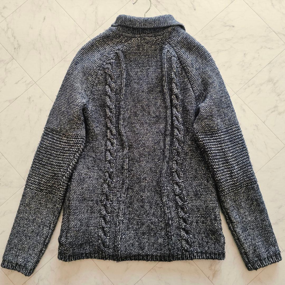 ARMANI JEANS ケーブル編み ワッフル ニット テーラードジャケット