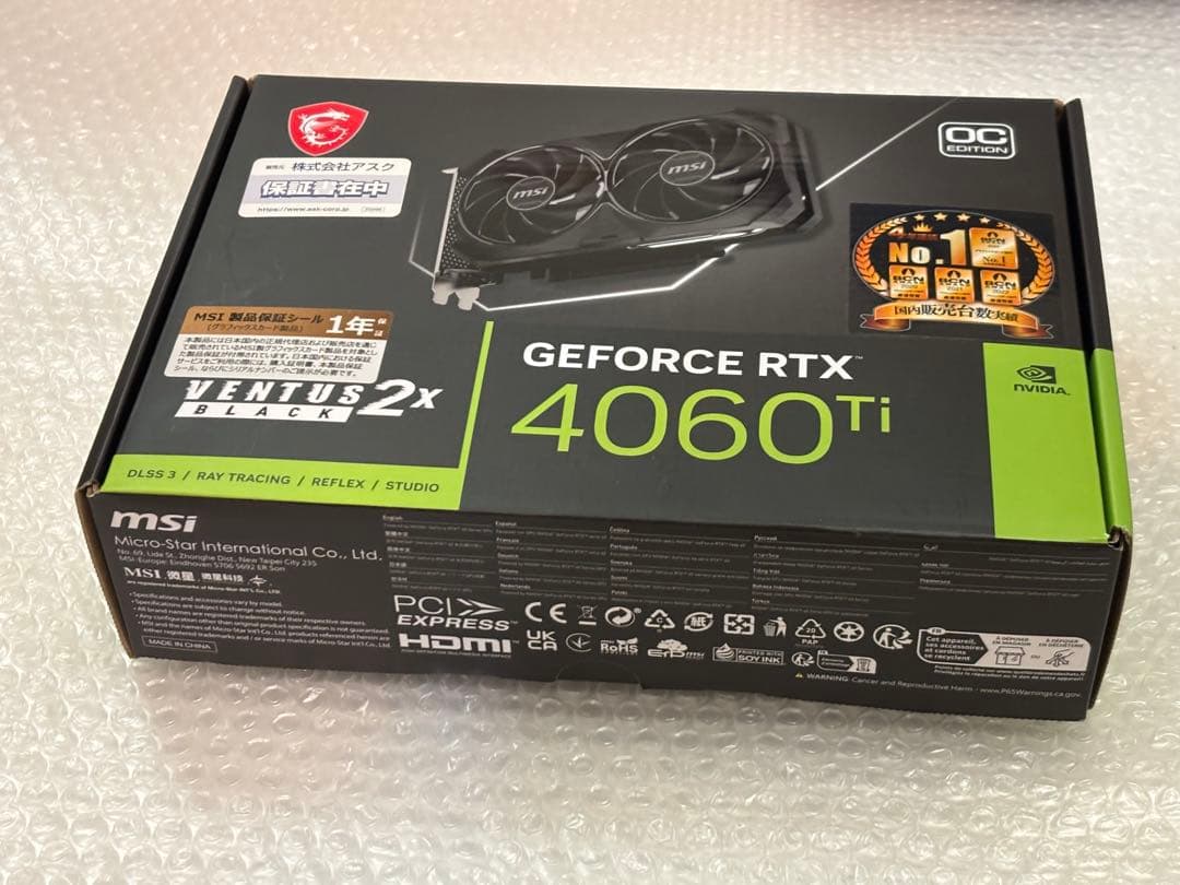 MSI GEFORCE RTX 4060 Ti VENTUS 2X OC 未使用