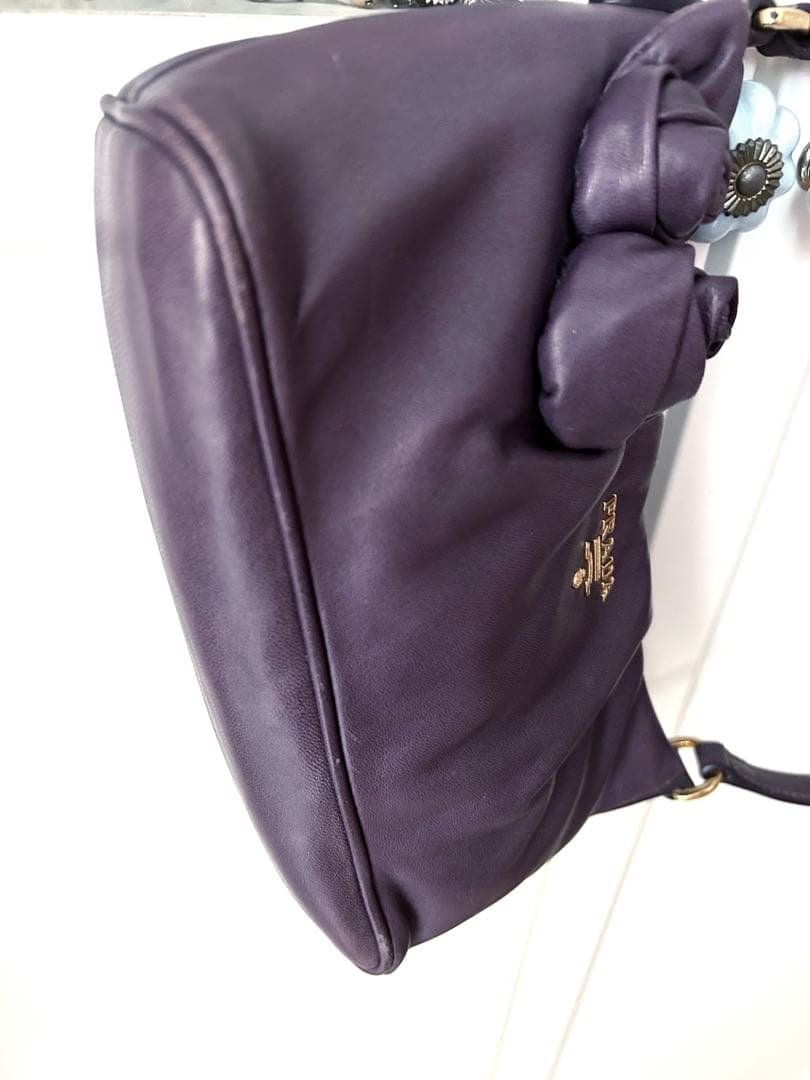 PRADA パープル レザー ハンドバッグ