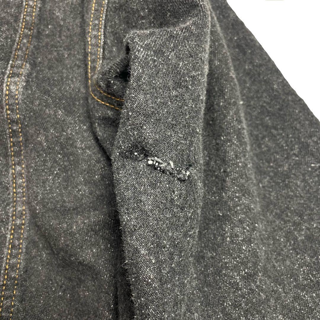 80s スペイン製 ブラック デニムジャケット 先染めブラック ヴィンテージ