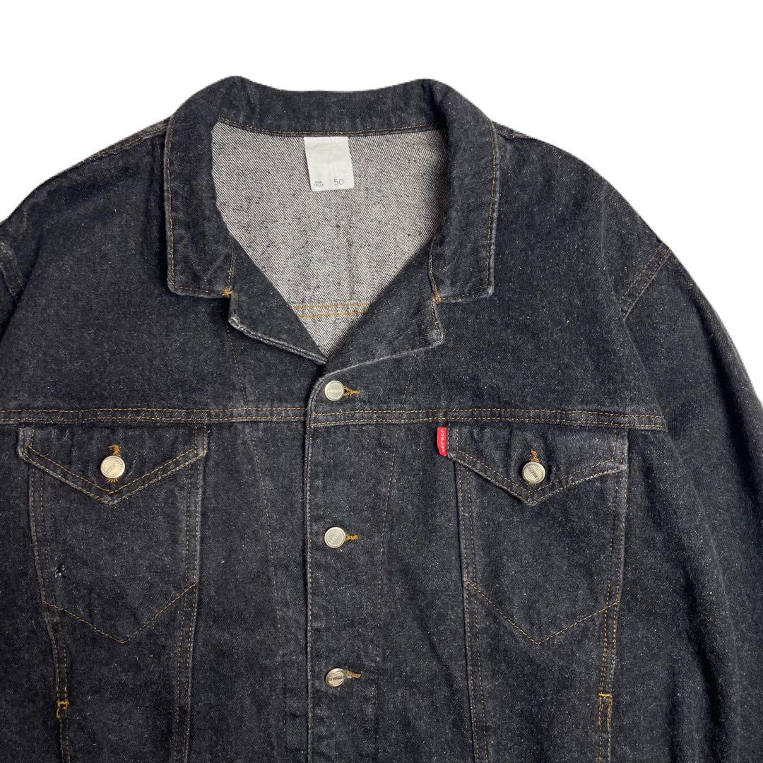 80s スペイン製 ブラック デニムジャケット 先染めブラック ヴィンテージ