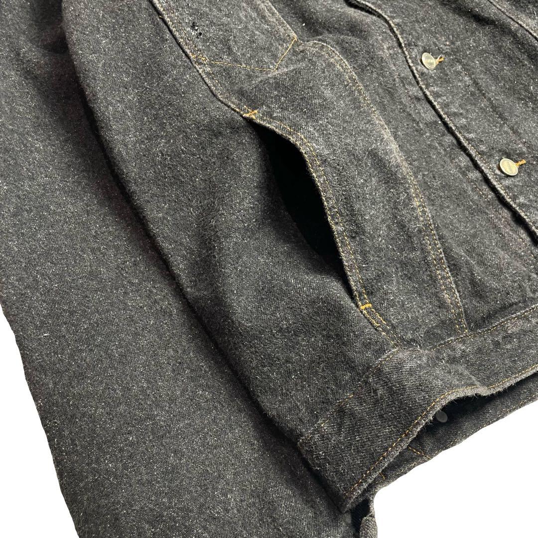 80s スペイン製 ブラック デニムジャケット 先染めブラック ヴィンテージ