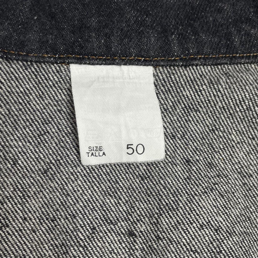 80s スペイン製 ブラック デニムジャケット 先染めブラック ヴィンテージ