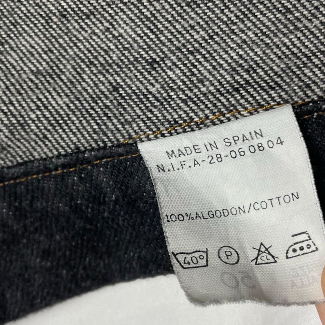 80s スペイン製 ブラック デニムジャケット 先染めブラック ヴィンテージ