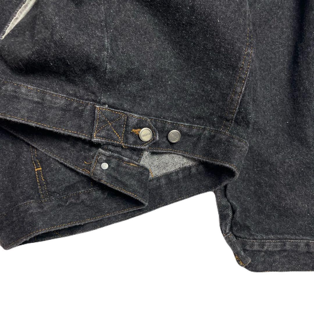 80s スペイン製 ブラック デニムジャケット 先染めブラック ヴィンテージ