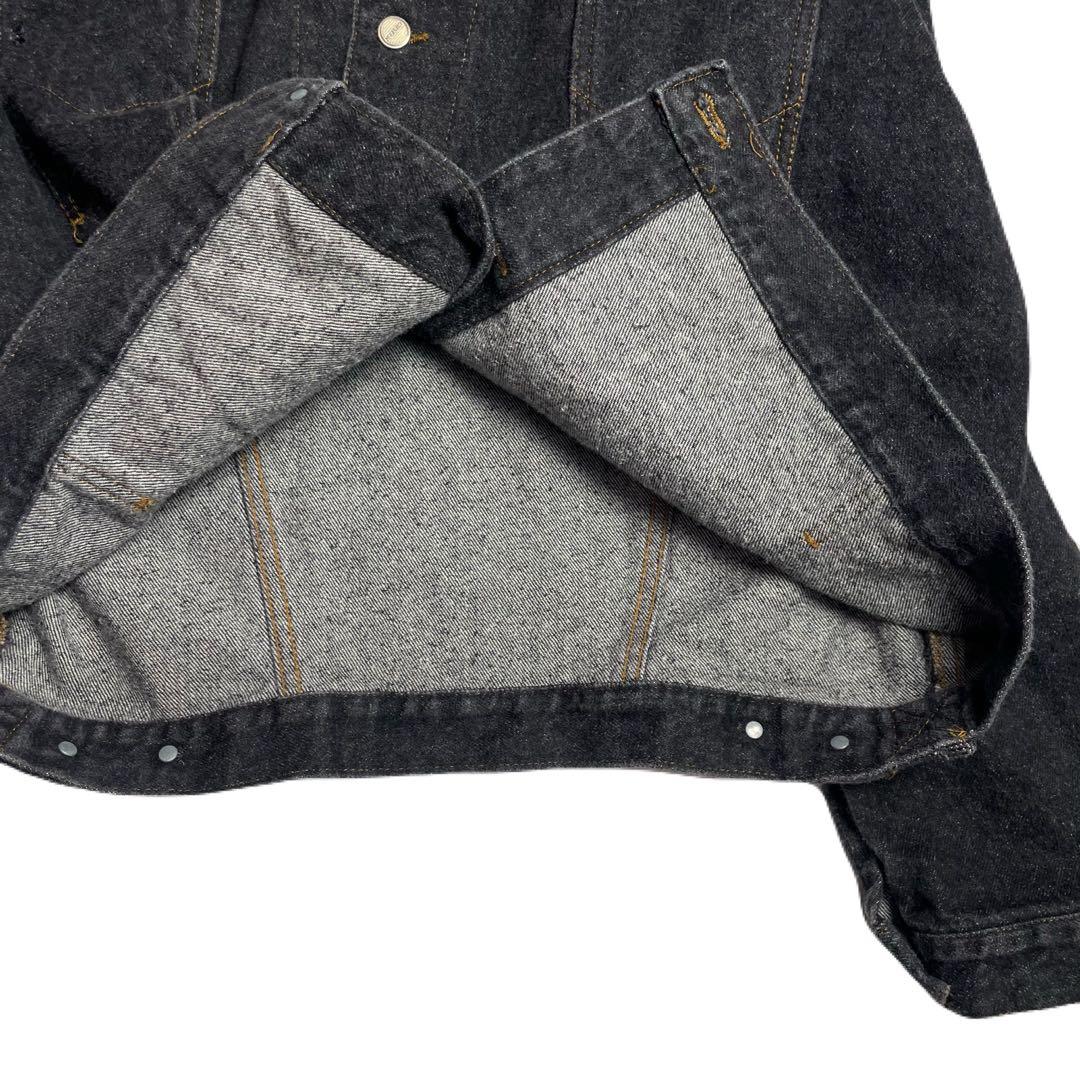 80s スペイン製 ブラック デニムジャケット 先染めブラック ヴィンテージ