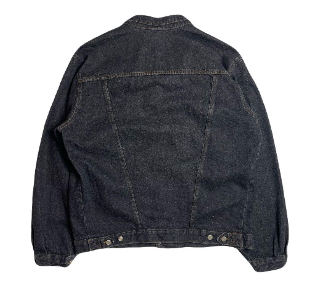 80s スペイン製 ブラック デニムジャケット 先染めブラック ヴィンテージ