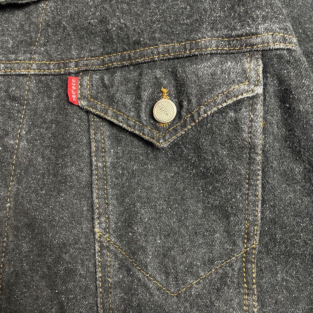 80s スペイン製 ブラック デニムジャケット 先染めブラック ヴィンテージ