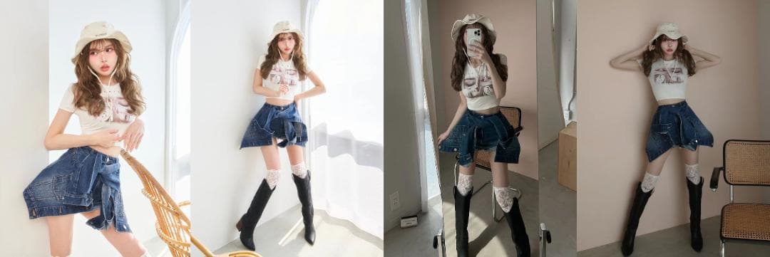 ダーリッチ darich ドッキングデザインデニムショートパンツ ブルー S