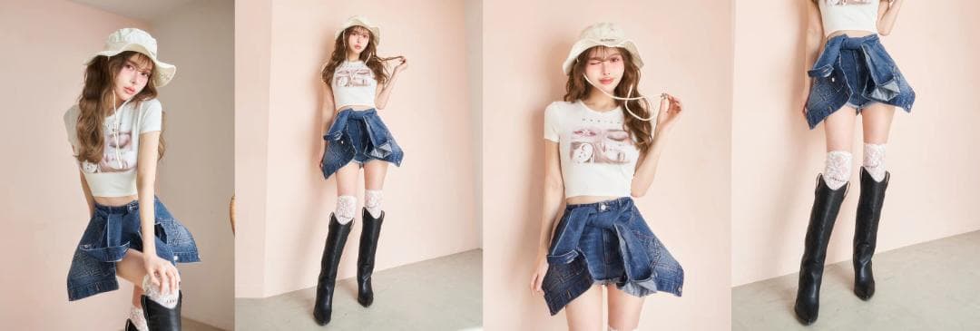 ダーリッチ darich ドッキングデザインデニムショートパンツ ブルー S