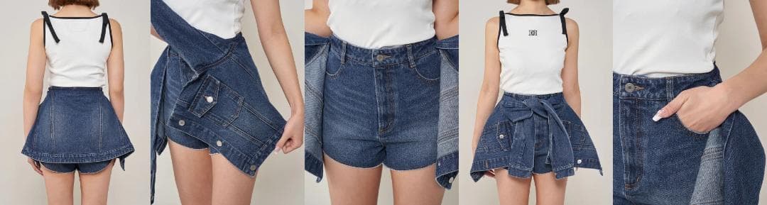 ダーリッチ darich ドッキングデザインデニムショートパンツ ブルー S