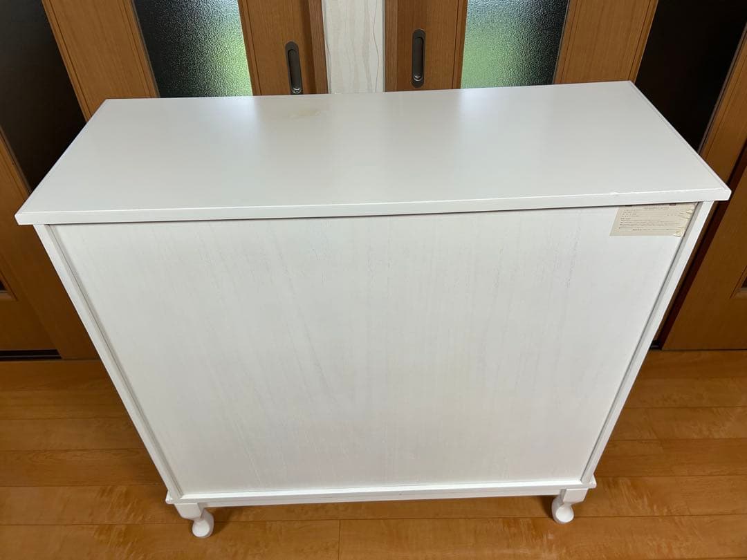 ロココ調　猫脚　薔薇　ホワイトインテリア　アンティーク　4段　キャビネット