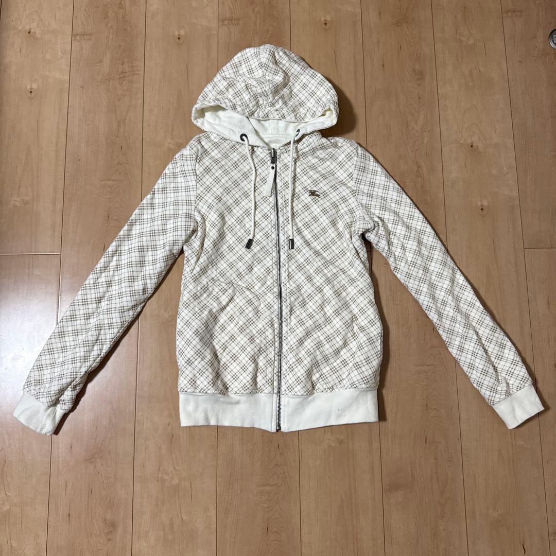 バーバリーブルーレーベル★長袖チェックリバーシブルパーカー38未着