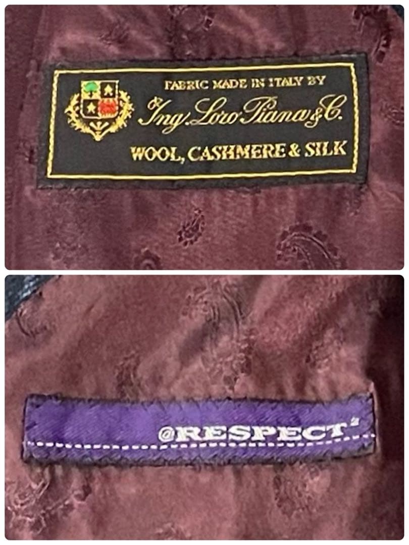 専用伊・ロロピアーナ社「カシミヤ＆シルク」×RESPECT チェックジャケット美