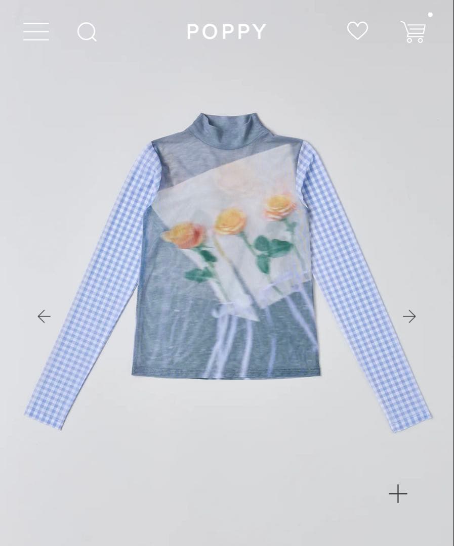 長袖　シースルートップス花柄　ブルー