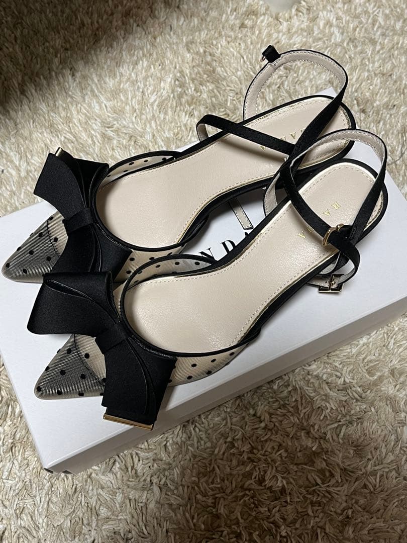 ドット柄リボン付きミュール