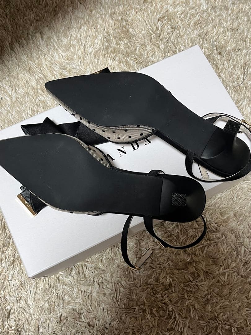 ドット柄リボン付きミュール