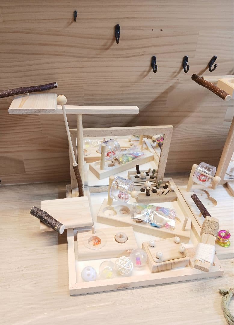 6　⭐　ミラーボードとフォージングトイセット⭐　インコ　バードトイ