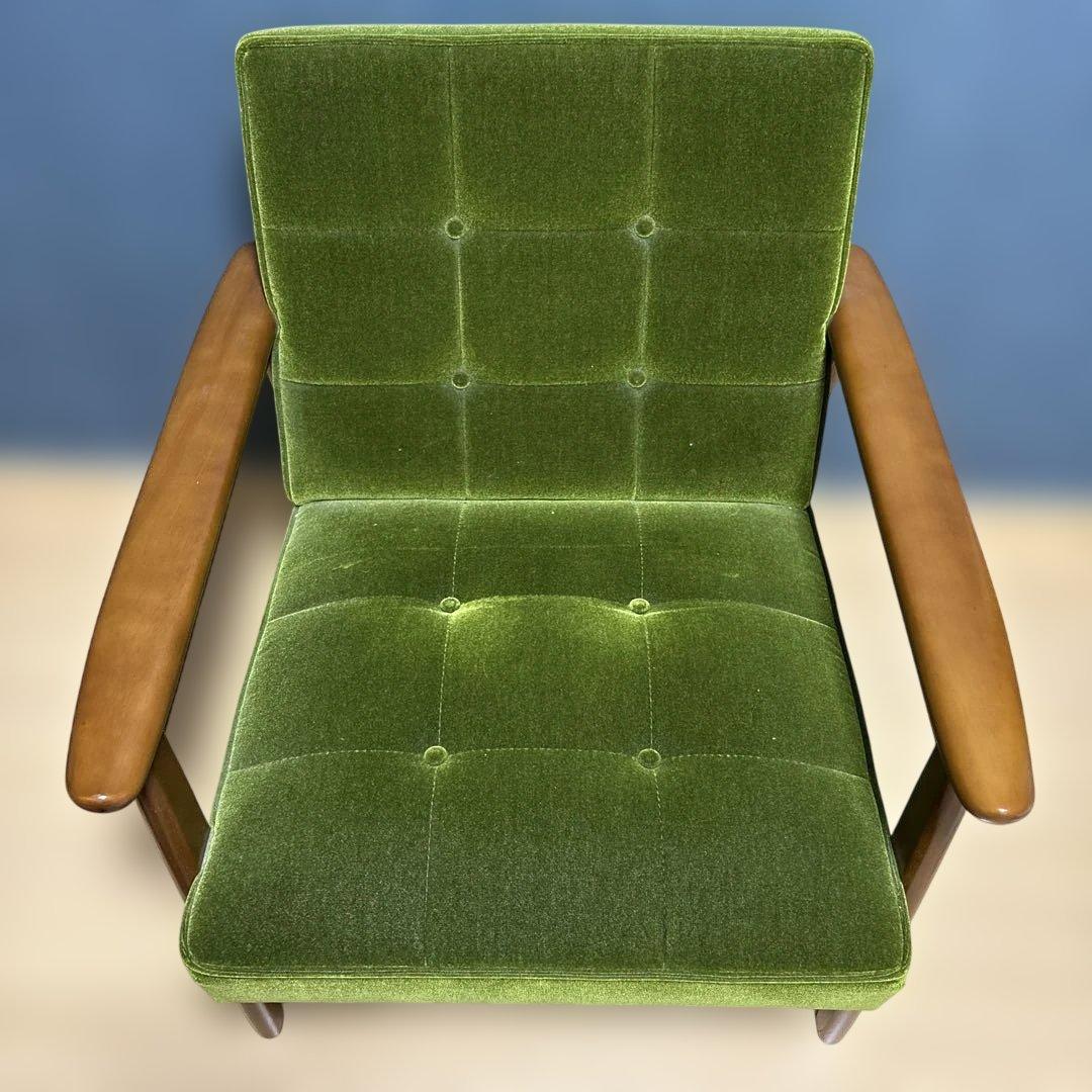 カリモク60 kチェア1人がけ　モケットグリーン【純正クッション付】