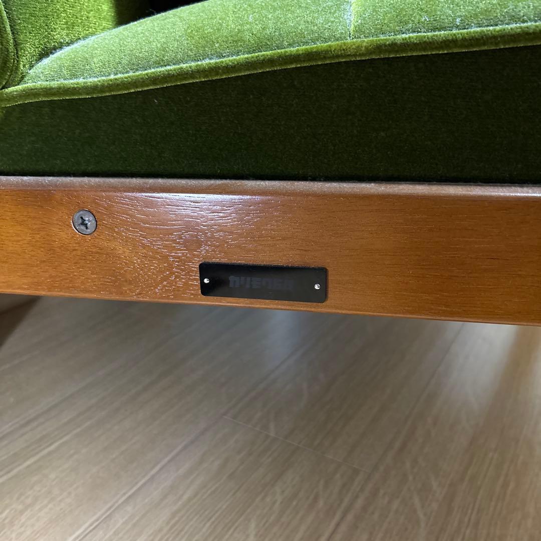 カリモク60 kチェア1人がけ　モケットグリーン【純正クッション付】