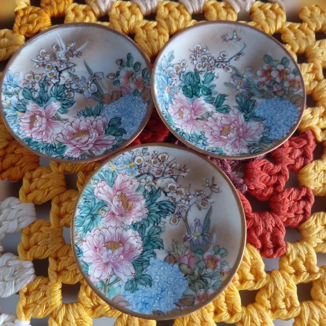 九谷焼　鏑木　お猪口3セット　アンティーク