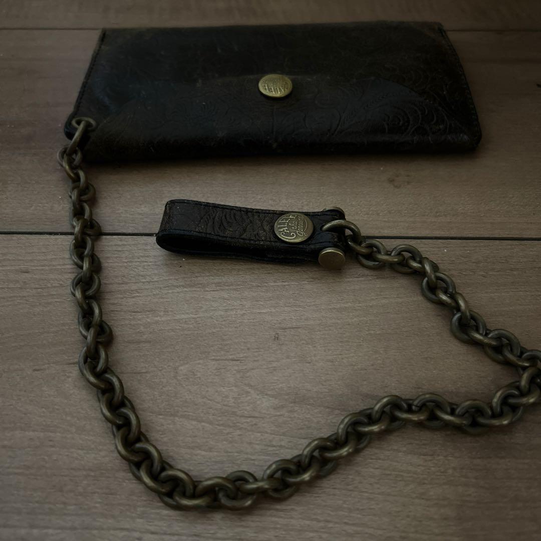 CALEE レザーウォレット　ウォレットチェーン　カービング