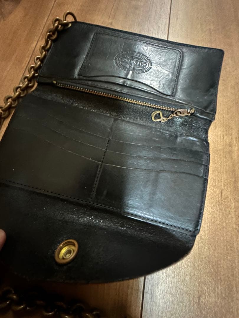 CALEE レザーウォレット　ウォレットチェーン　カービング