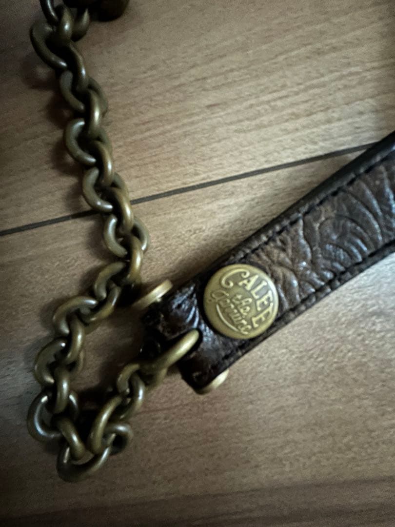 CALEE レザーウォレット　ウォレットチェーン　カービング