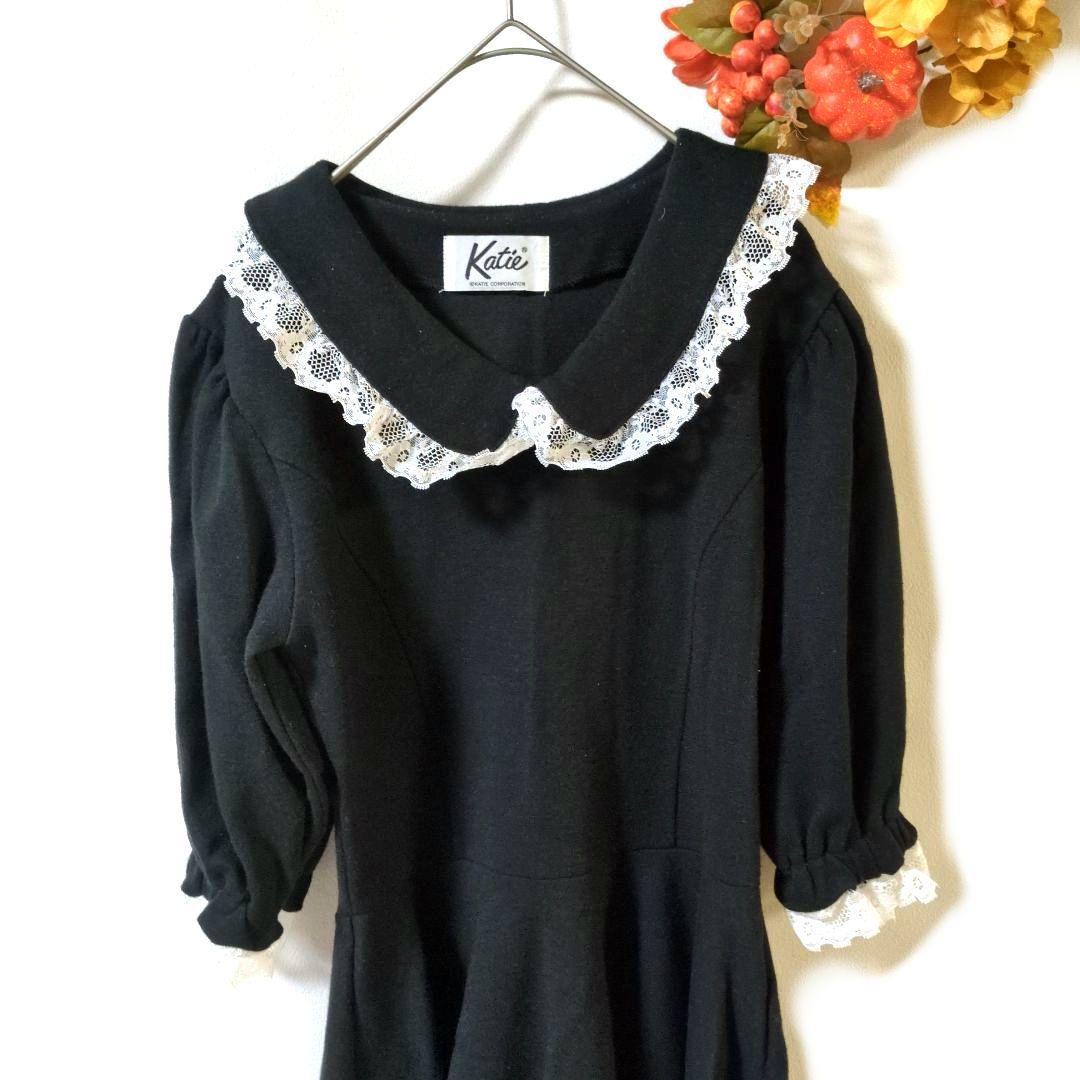 Katie BAD TEA ワンピース F 黒 贅沢 レース 日本製✨送料込