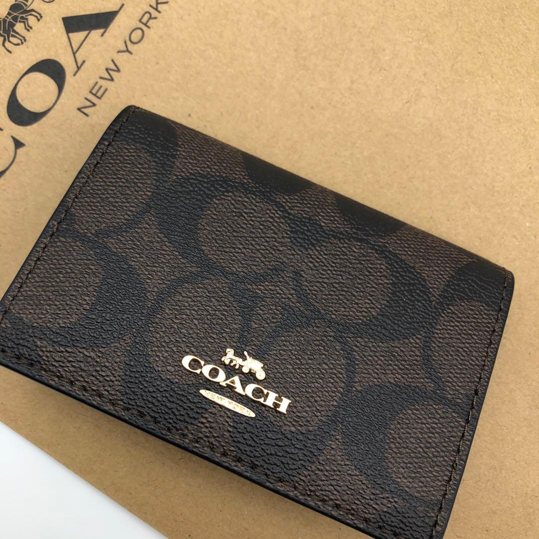 【COACH☆新品】ビジネス カード ケース☆シグネチャー☆ブラック ブラウン☆