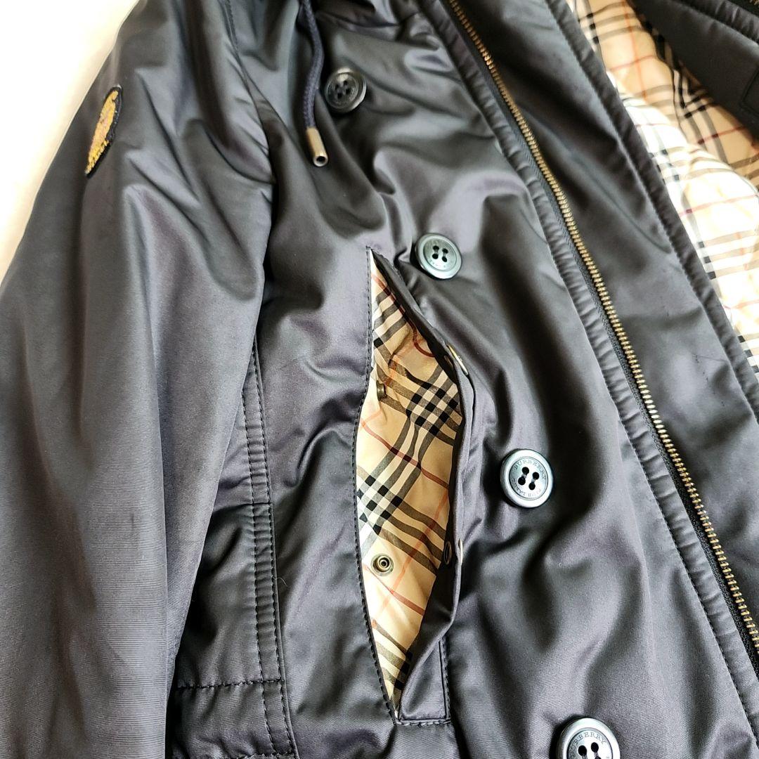 バーバリー ノバチェック裏地 モッズコート 中綿コート ラクーンファー 38