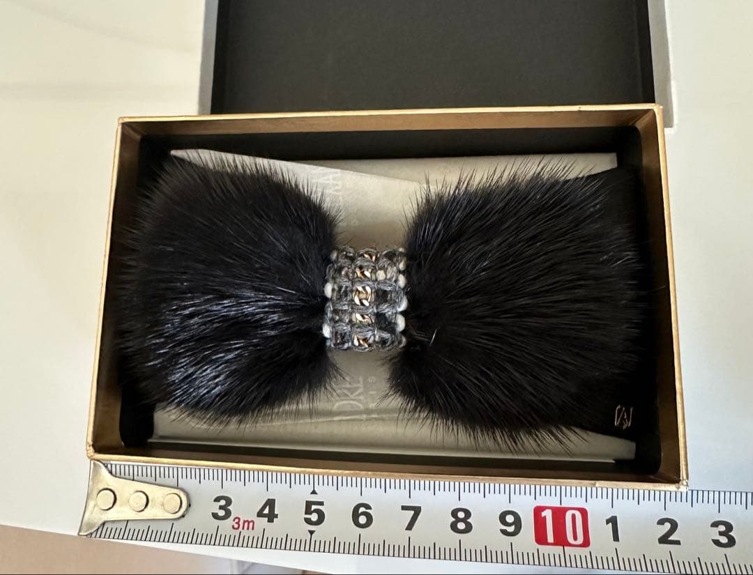 アレクサンドルドゥパリ　リボン　ミンクファー　バレッタ