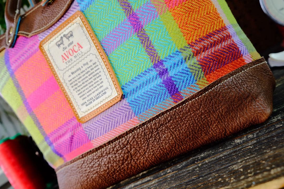 ◆AVOCAツィードとダコタシュリンクレザー牛革トートバッグ 日本製鞄