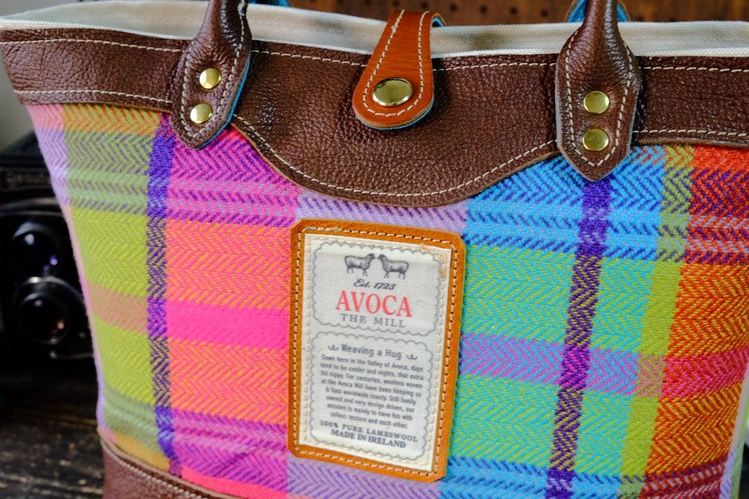 ◆AVOCAツィードとダコタシュリンクレザー牛革トートバッグ 日本製鞄