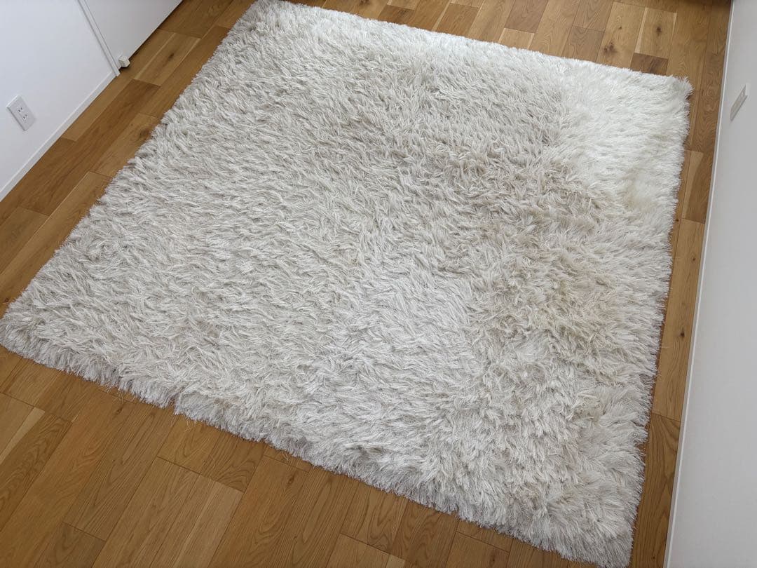 送料無料ARMONIAアルモニアシャギーラグ200×200ホワイトリビングモダン