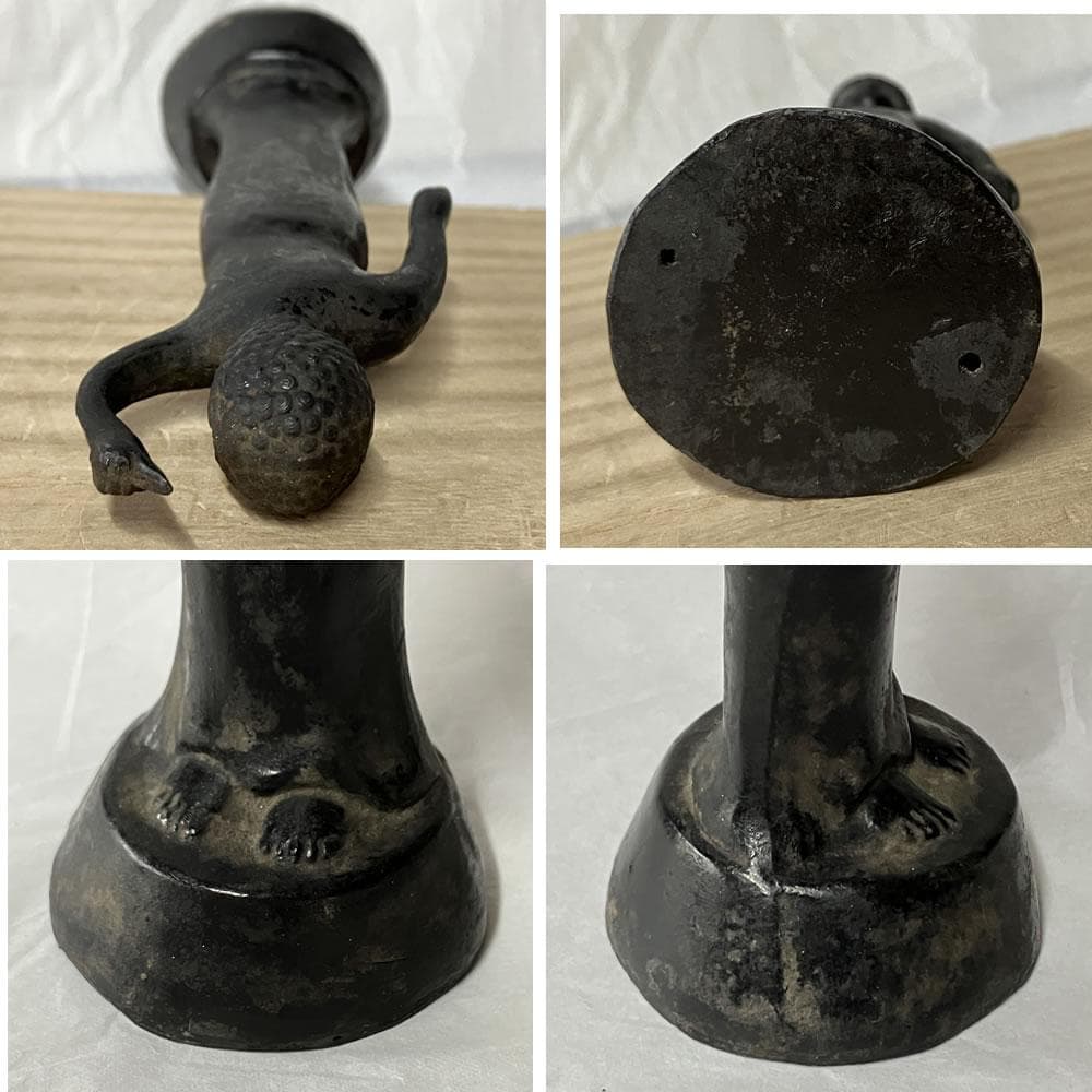 y056 古銅 誕生仏 高さ15cm 寄木台付 時代 仏像 仏教美術